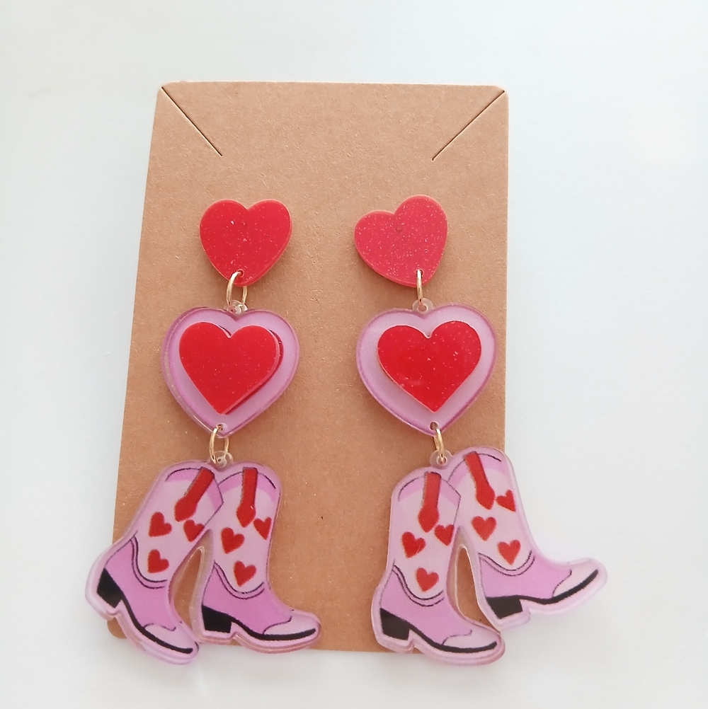 Fashion Jewelry Red and Pink Heart Earrings